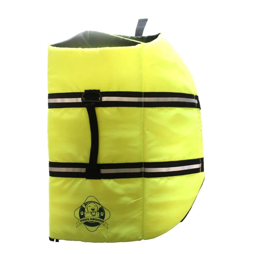PAWS ABOARD DOG LIFE JACKET Safety Large NEON YELLOW ADJUSTABLE STRAPS BOATING